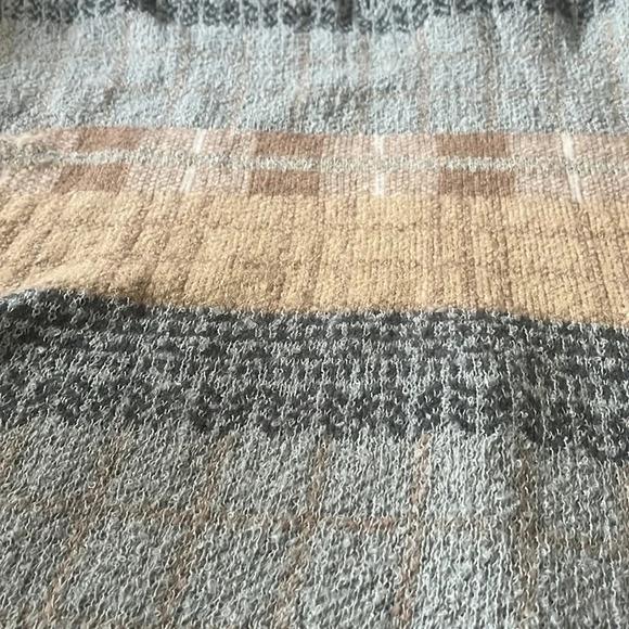 Hooded open front boxy poncho style cardigan with a 22” slit on each side. - Picture 3 of 6